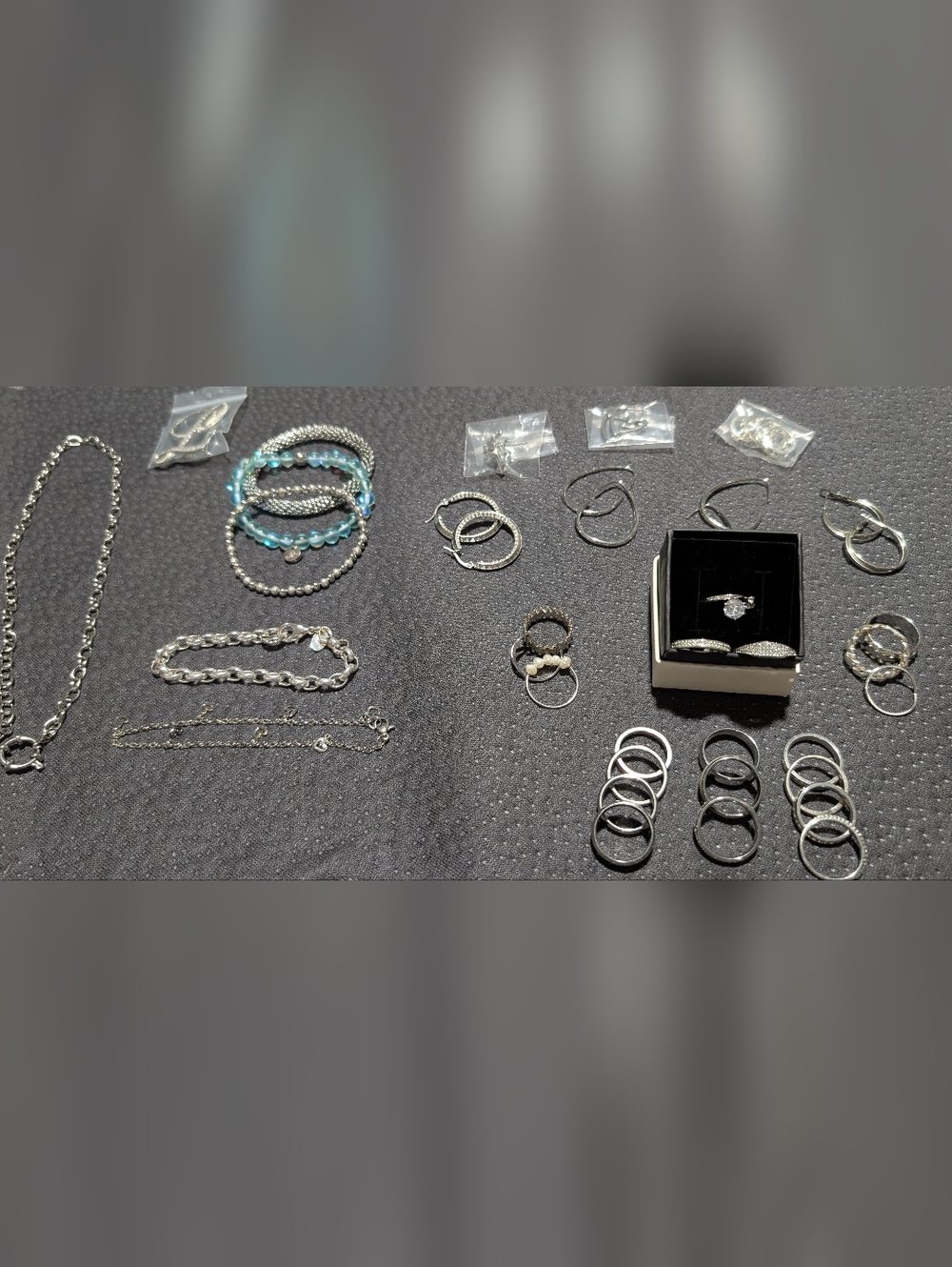 35 Piece Jewelry Bundle (20 Stainless Rings/8 Sets of Earrings/4 Bracelets Etc.)